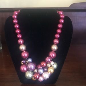 Vintage cluster necklace. Colorful and Fun. Party. Matching ring.